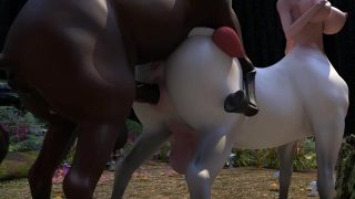 Forest futa satyr girl fist-fucking big centaur girl’s cunt