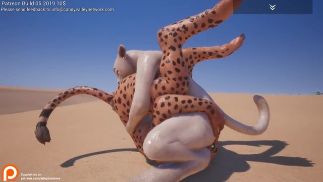 Long-tailed Furry tigresses lick pussies in 69 position, porn cartoon