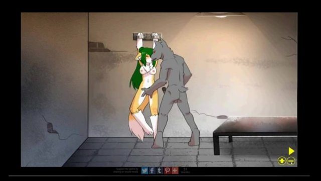 Long-tailed Furry shackled and raped in prison, porn cartoon